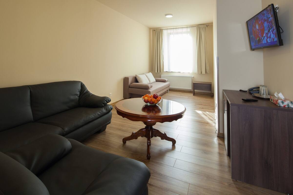 Double Room, 1 Double Bed | Living area | TV