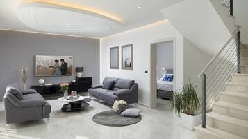 Villa, 4 Bedrooms, Private Pool | Living room | Flat-screen TV