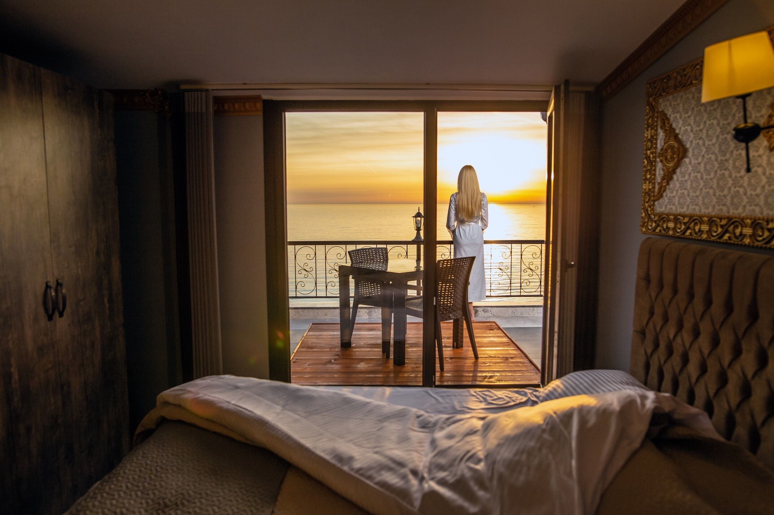 standard double room, terrace, sea view | premium bedding, down duvets, minibar, blackout curtains