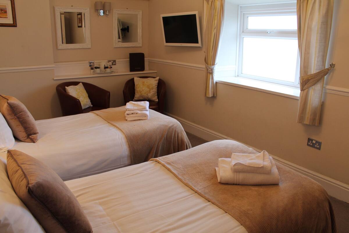 Twin Room, Ensuite, Sea View | Premium bedding, iron/ironing board, bed sheets