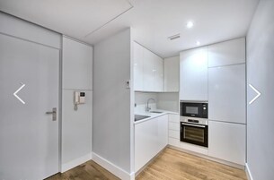 Apartamento Deluxe, 1 habitación | Cocina privada | Frigorífico grande, microondas, horno y placa de cocina