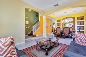 House | Living area | TV, DVD player, table tennis - 6 Br Pool Home with Spa and Game Room (Davenport)