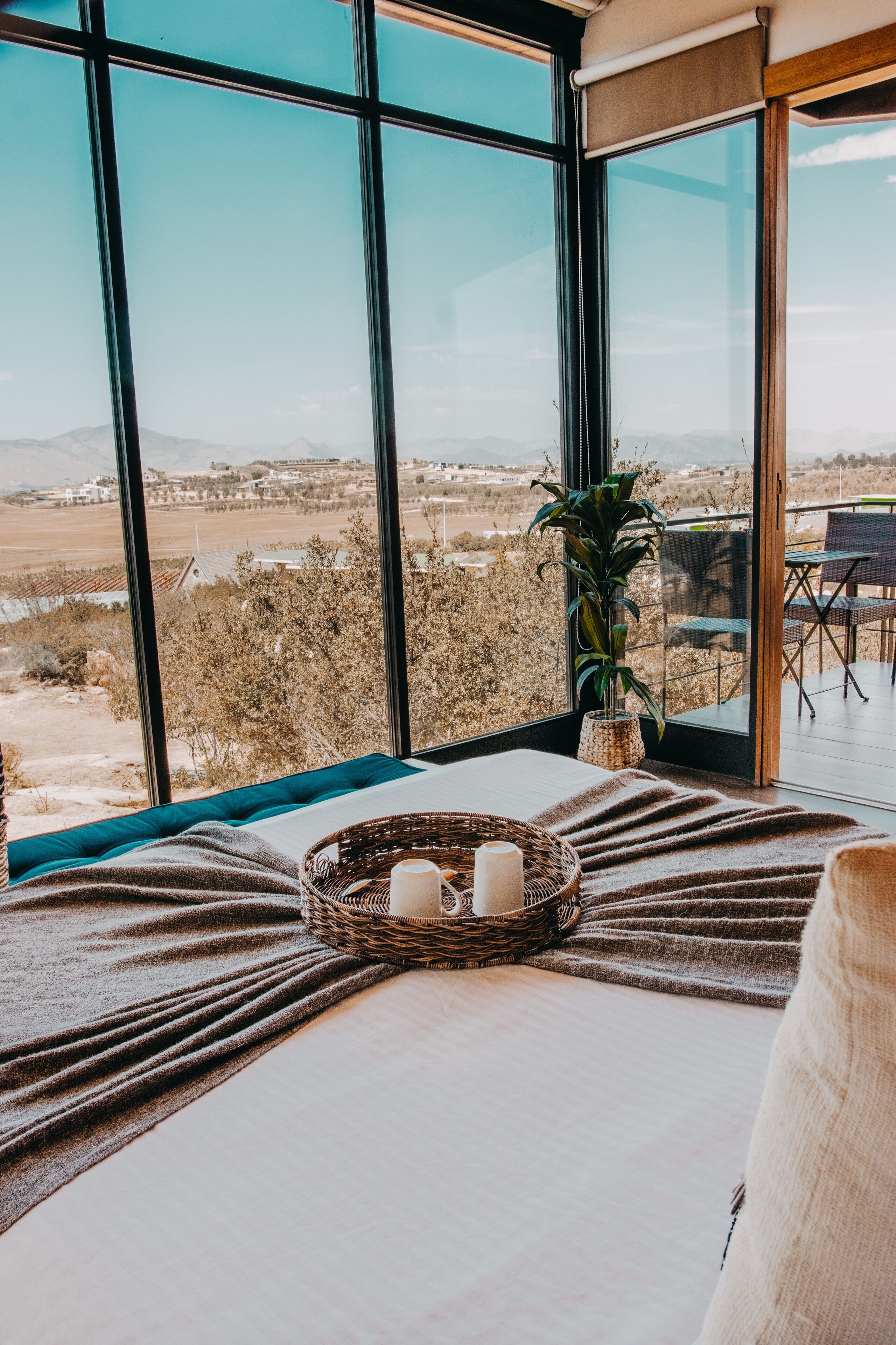 Stuga Superior - 1 queensize-säng - utsikt mot bergen | Värdeförvaringsskåp på rummet och mörkläggningsgardiner