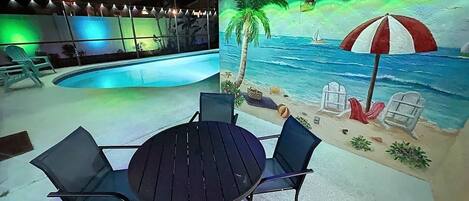 Piscina externa, piscina aquecida