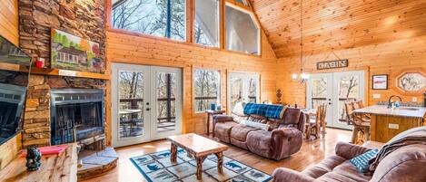 Smart TV, fireplace, foosball, books