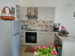 Refrigerador, horno, placa de cocina, cafetera/tetera