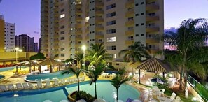 6 indoor pools, open 7:30 AM to 11:30 PM, pool loungers