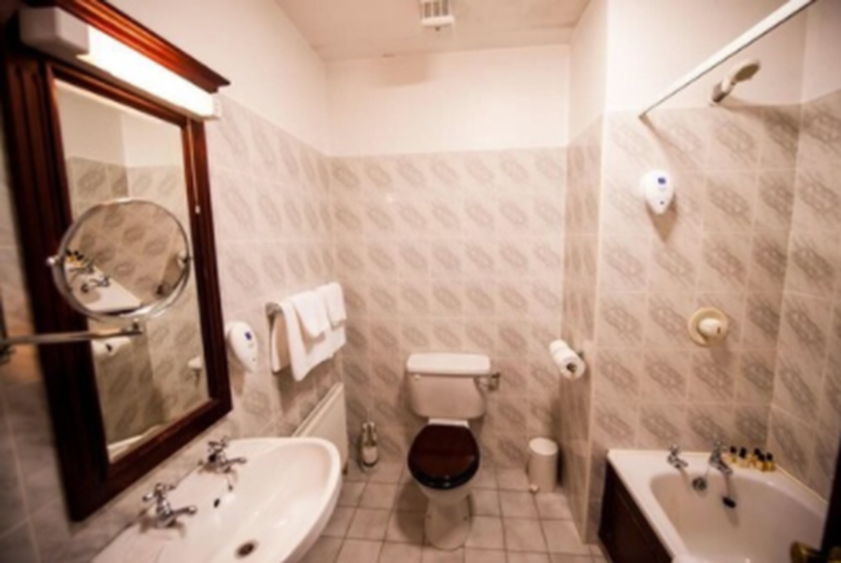 free toiletries, hair dryer, towels