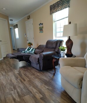 Smart TV, DVD player, books, video library