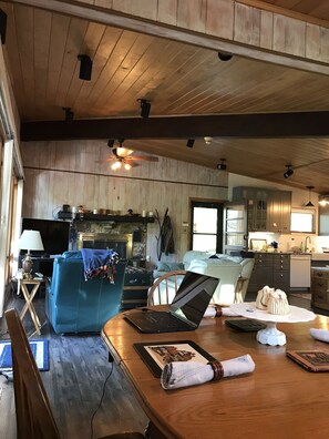 TV, fireplace, stereo, printers