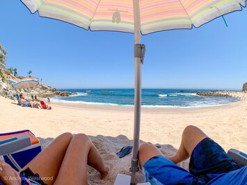 Enjoy the spectacular beach just a 3 minute walk away