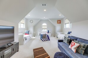 TV, fireplace - Near Bethany Beach: Resort-Style Home w/ Views (Ocean View)