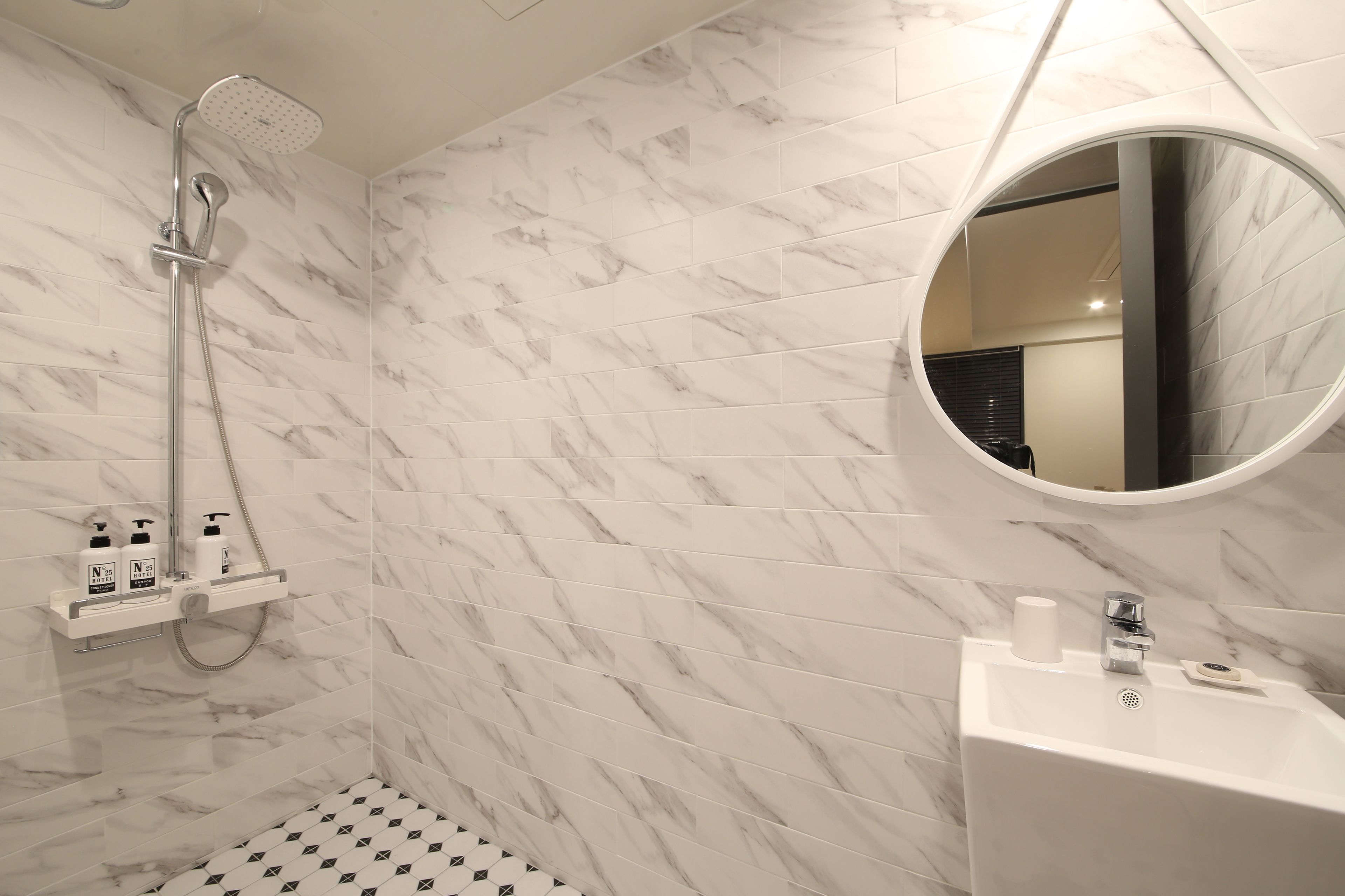 a standard double room | bathroom | free toiletries, hair dryer, towels