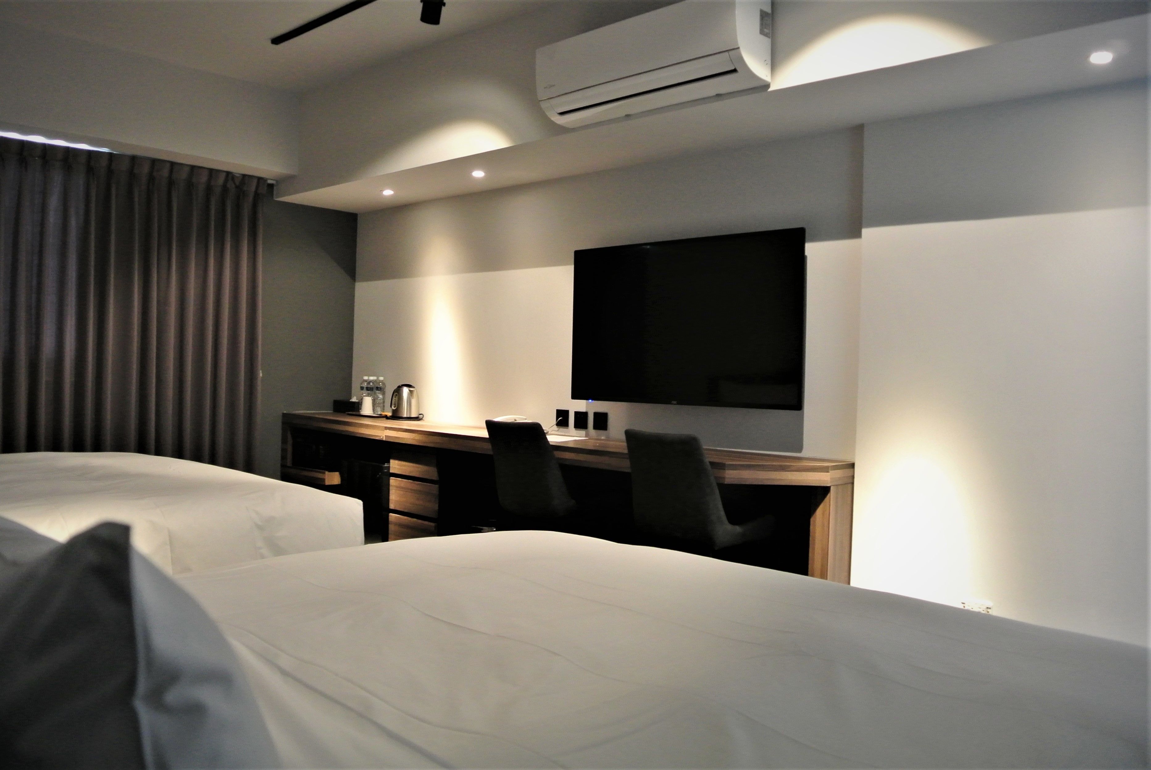 standard quadruple room, 2 double beds, city view | desk, laptop workspace, blackout curtains, soundproofing