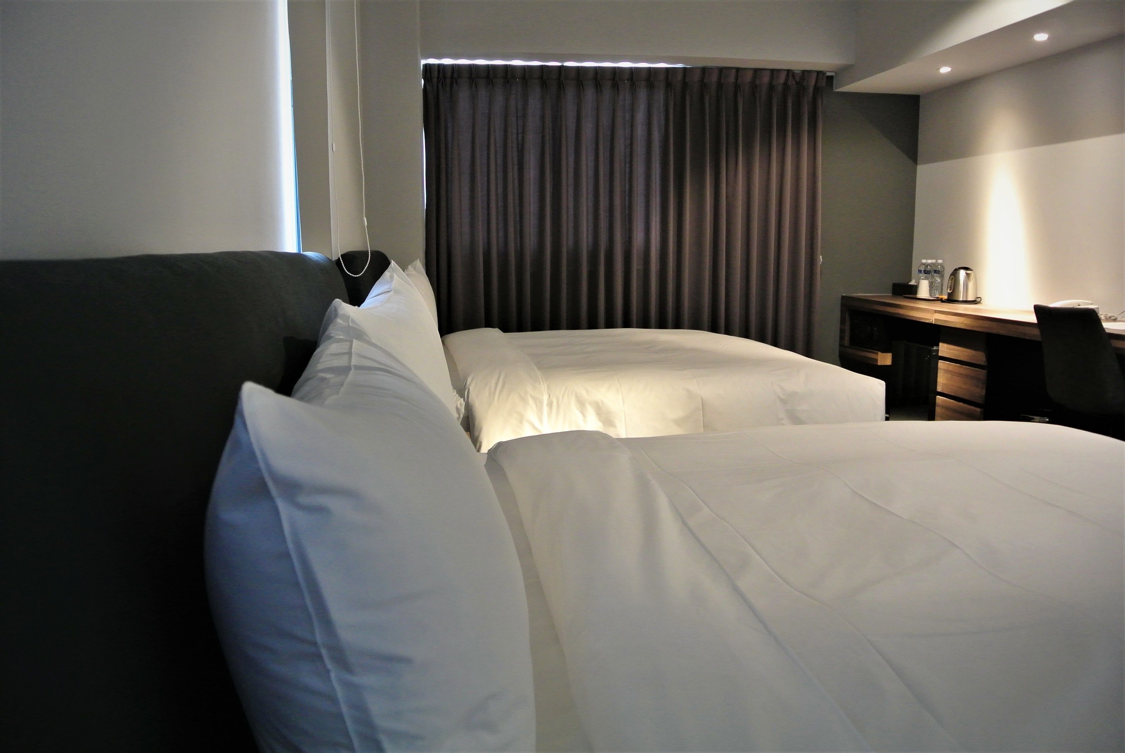 standard quadruple room, 2 double beds, city view | desk, laptop workspace, blackout curtains, soundproofing