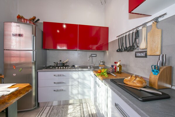 Frigorífico, microondas, horno y placa de cocina