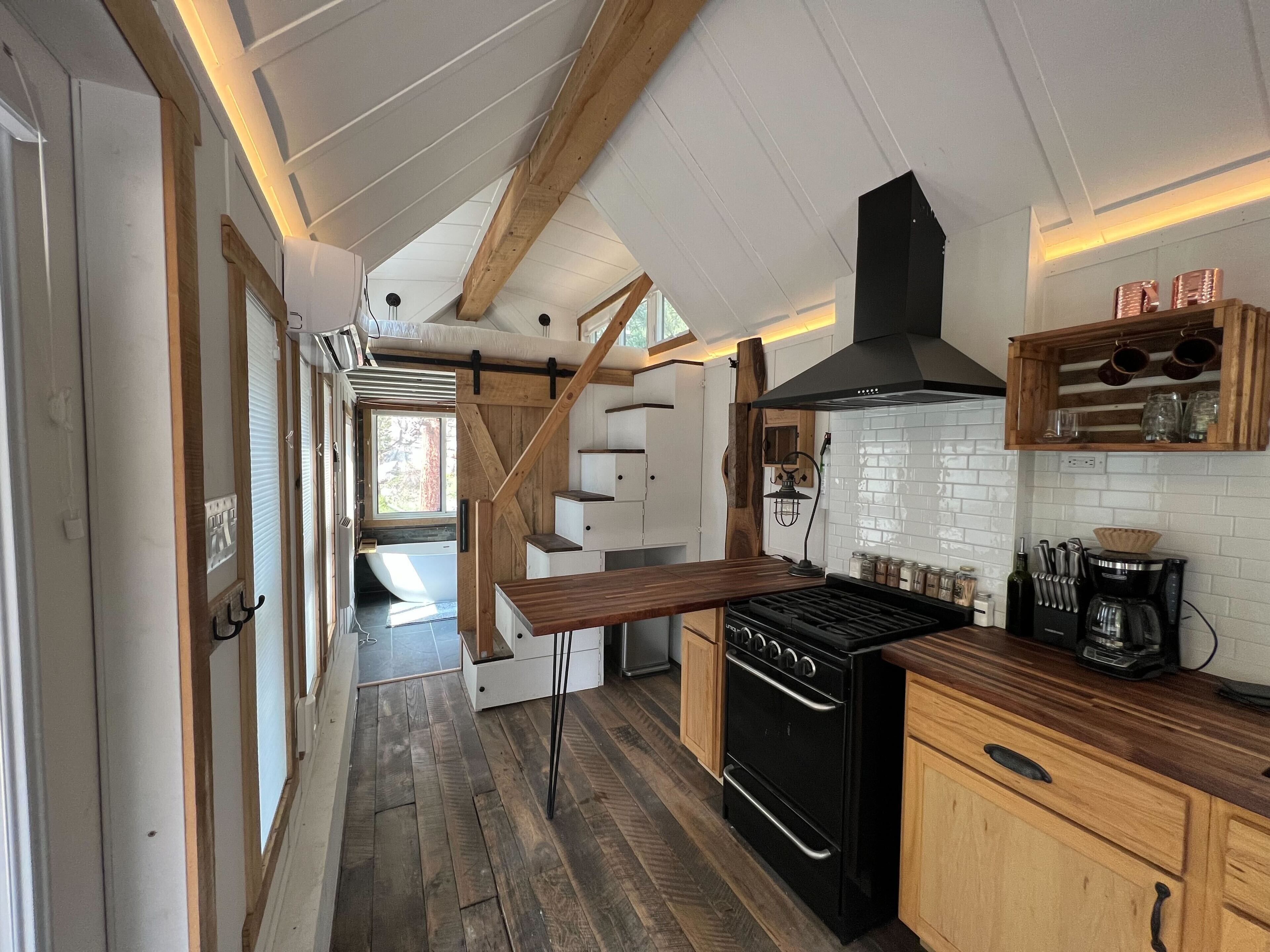 Snowshoe Hare Tiny Home (#11) | Private kitchen | Microwave, coffee/tea maker, paper towels