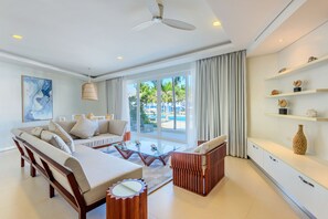 43-inch flat-screen TV with cable channels, TV