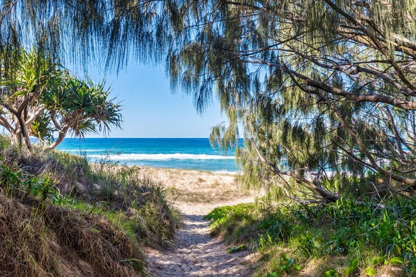 Beach nearby, sun-loungers, beach towels