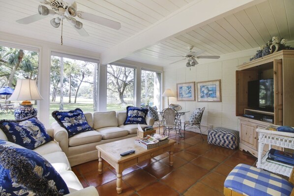 Flat-screen TV, DVD player