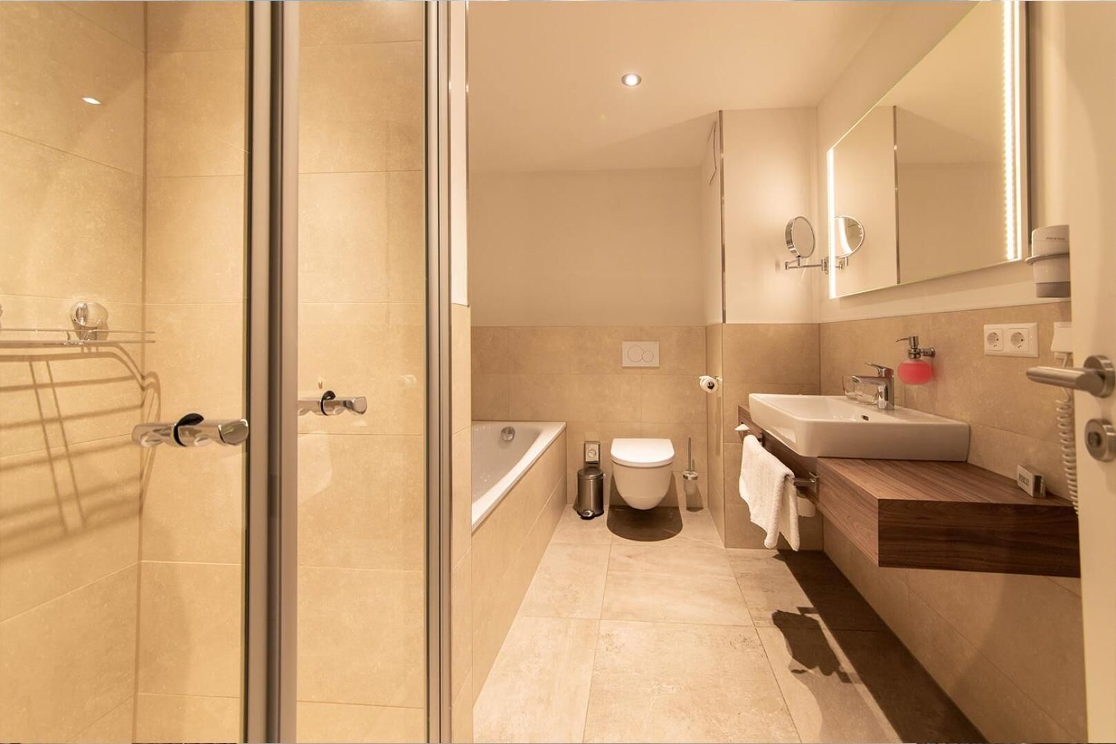 free toiletries, hair dryer, slippers, towels