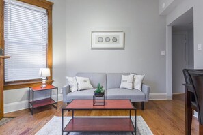 Apartment (2 Bedrooms) | Living room | TV - Depaul 2 BDR - Walk to Train, University, and More (Chicago)