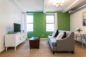 Apartment (1 Bedroom) | Living room | TV - Juniper Mist - Modern 1 Bdr in Downtown (Chicago)