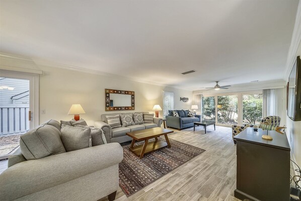 Flat-screen TV, DVD player