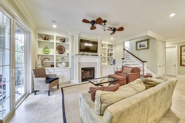 Flat-screen TV, DVD player