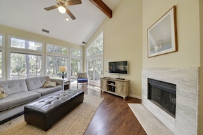 Flat-screen TV, DVD player