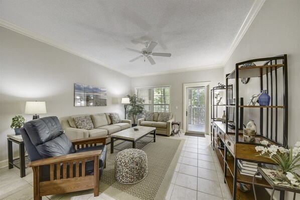 Flat-screen TV, DVD player