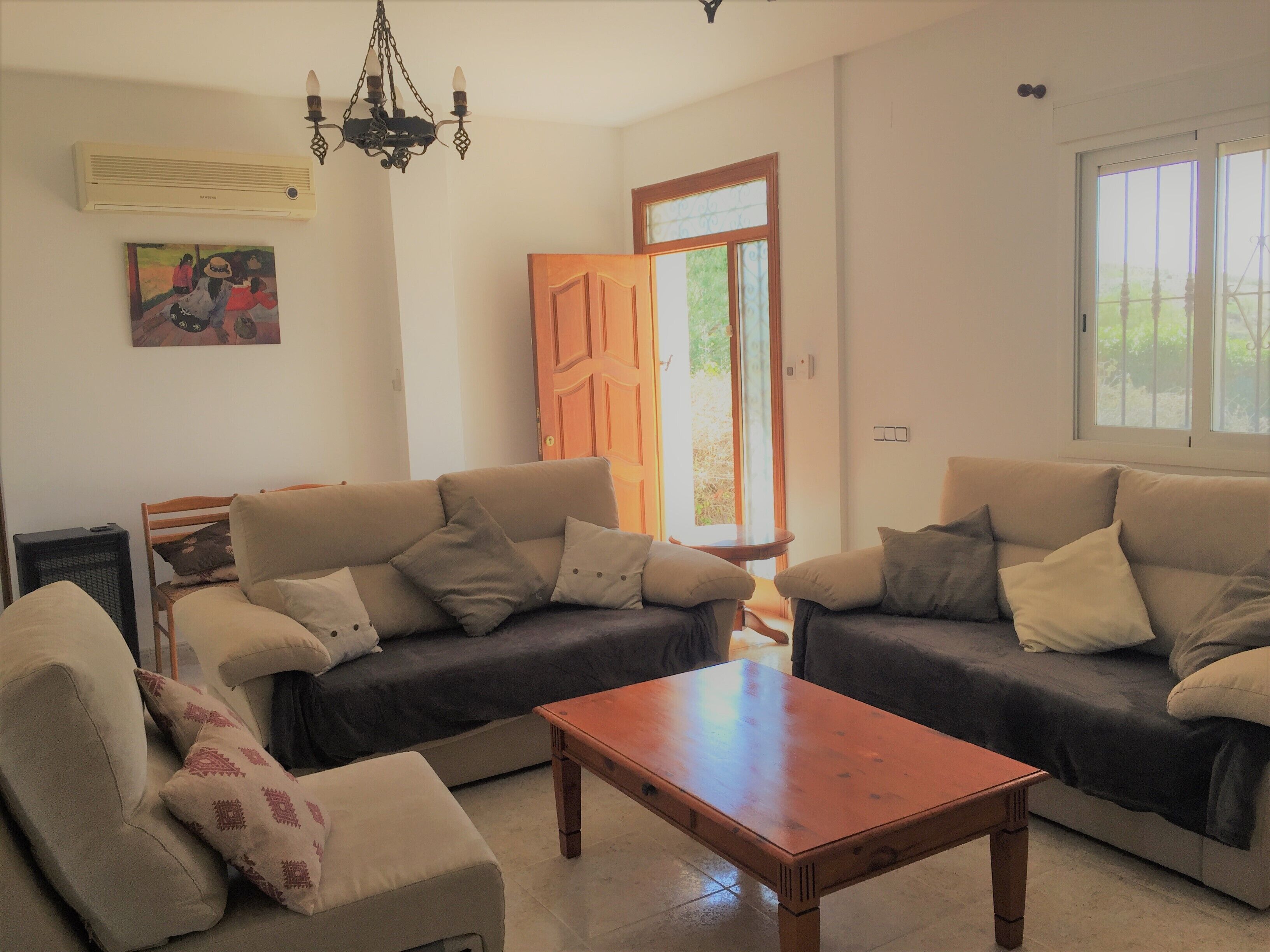 Smart TV, chimenea y libros 