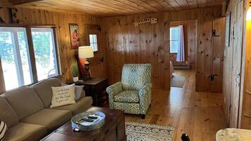 TV, fireplace, DVD player, books