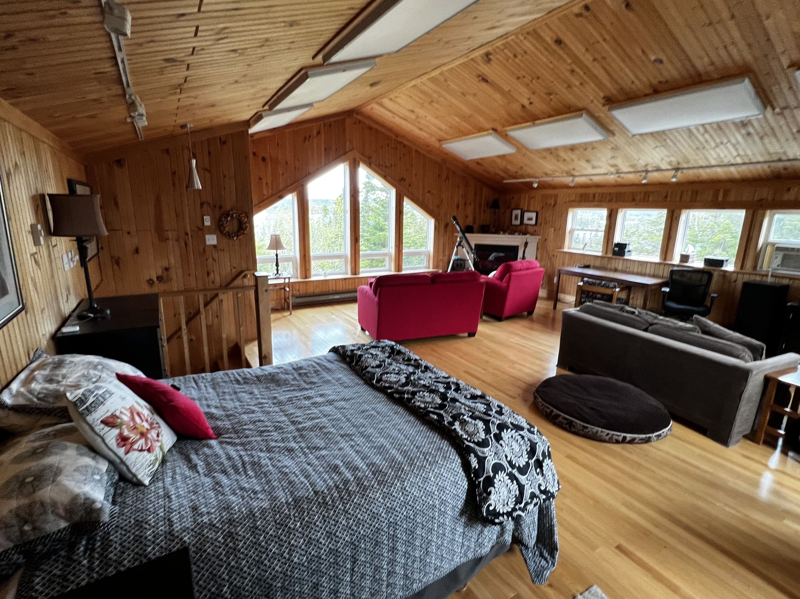 TV, fireplace, DVD player, books