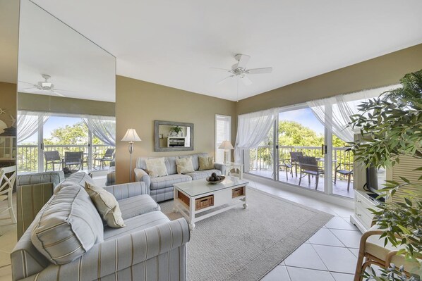 Flat-screen TV, DVD player