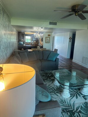 Televisión, reproductor de DVD, videoteca y estéreo 