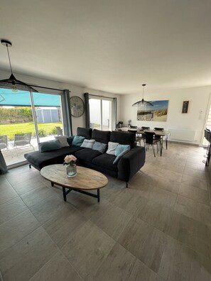 TV, fireplace, DVD player, books