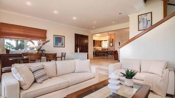 Smart TV, fireplace, DVD player, books