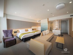 Chambre luxueuse avec lits jumeaux, non-fumeur | Coffre-fort, bureau, rideaux d’obscurcissement, système d’insonorisation