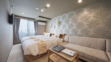 Desk, blackout curtains, free WiFi, bed sheets