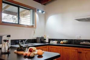 Fridge, microwave, stovetop, toaster