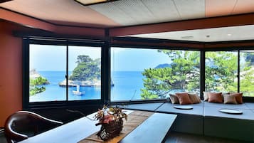 Twin Room, Private Open-air Bath with Second Room, Ocean View | Premium bedding, down comforters, minibar, in-room safe