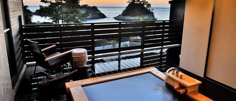 Zouge Guestroom with Open-Air Bath, Non Smoking | Bathroom | Separate tub and shower, spring water tub, free toiletries, hair dryer