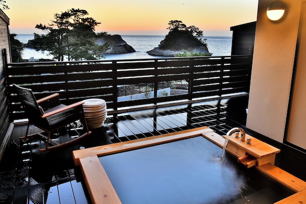 Zouge Guestroom with Open-Air Bath, Non Smoking | Bathroom | Separate tub and shower, spring water tub, free toiletries, hair dryer