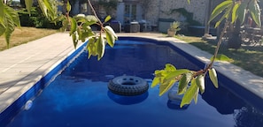 Outdoor pool, a heated pool, sun loungers - Country Farmhouse, Cottage, gite and Private Pool sleeps 21 (Gorre)