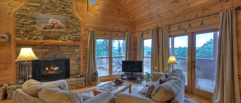 TV, lareira, videogames, DVD player