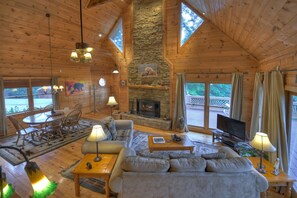 Televisión, chimenea, videojuegos y reproductor de DVD 