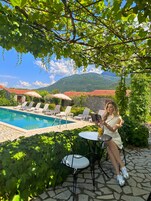 Outdoor pool, free cabanas, pool umbrellas