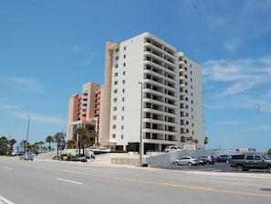 Hotel rooms offer stunning views of the surrounding area from balconies.
