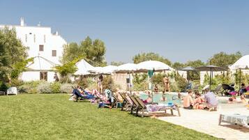 AuĂenpool (je nach Saison geöffnet), Sonnenschirme